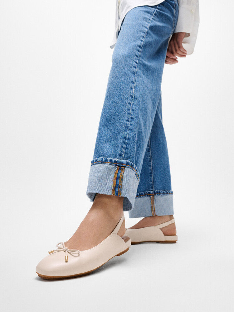 DELICATO BOW SOFT-LEATHER SLINGBACKS - PARIS BEIGE (E5I-A99)