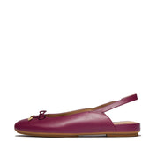 DELICATO BOW SOFT-LEATHER SLINGBACKS - RUBY(E5I-288)