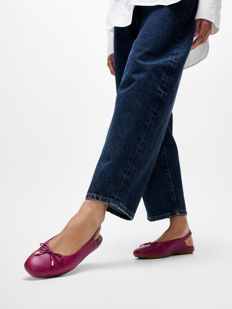 DELICATO BOW SOFT-LEATHER SLINGBACKS - RUBY(E5I-288)