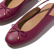 DELICATO BOW SOFT-LEATHER SLINGBACKS - RUBY(E5I-288)