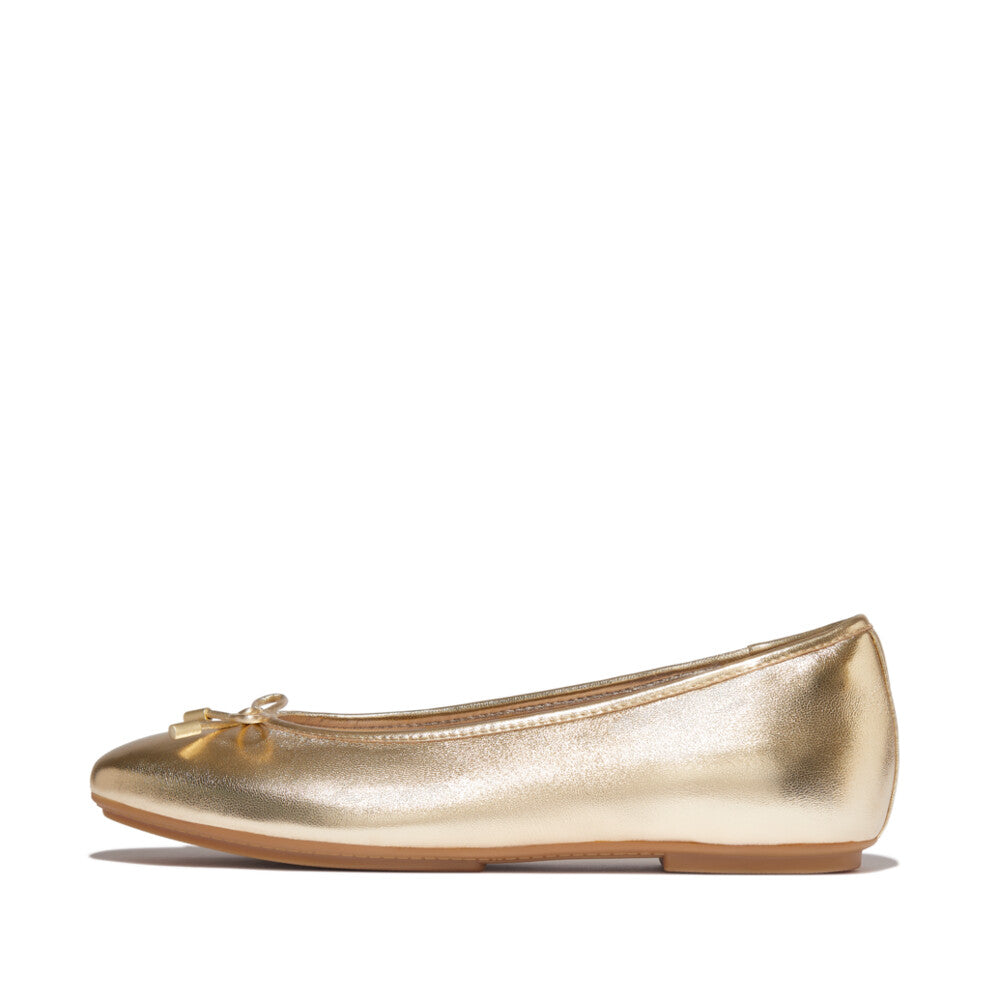 DELICATO BOW SOFT METALLIC-LEATHER BALLERINAS