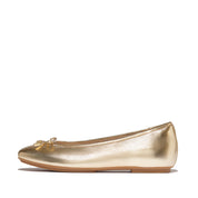 DELICATO BOW SOFT METALLIC-LEATHER BALLERINAS