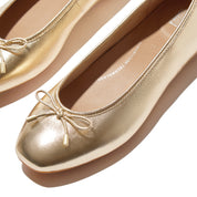 DELICATO BOW SOFT METALLIC-LEATHER BALLERINAS