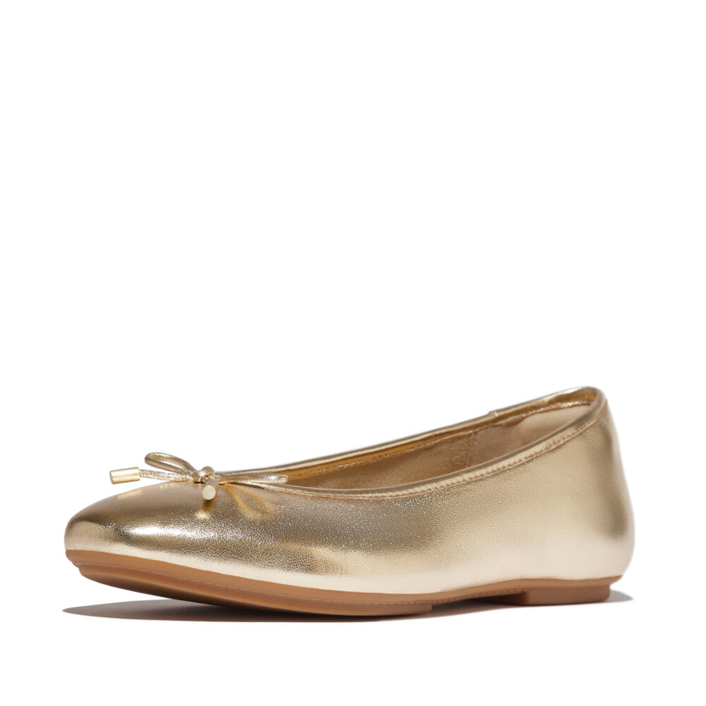 DELICATO BOW SOFT METALLIC-LEATHER BALLERINAS