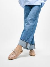 DELICATO CRYSTAL-BOW QUILTED-LEATHER MULES - CLASSIC BEIGE (E3F-B41)