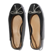 DELICATO CRYSTAL-BOW QUILTED-LEATHER SLINGBACKS - BLACK (E3G-001)