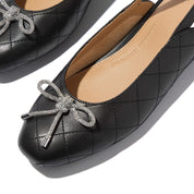 DELICATO CRYSTAL-BOW QUILTED-LEATHER SLINGBACKS - BLACK (E3G-001)