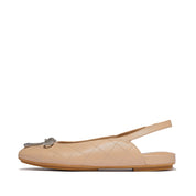 DELICATO CRYSTAL-BOW QUILTED-LEATHER SLINGBACKS - CLASSIC BEIGE (E3G-B41)