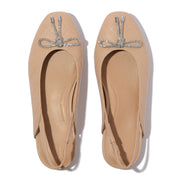 DELICATO CRYSTAL-BOW QUILTED-LEATHER SLINGBACKS - CLASSIC BEIGE (E3G-B41)