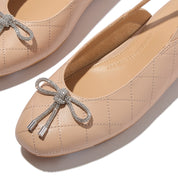 DELICATO CRYSTAL-BOW QUILTED-LEATHER SLINGBACKS - CLASSIC BEIGE (E3G-B41)
