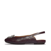 DELICATO CRYSTAL-BOW QUILTED-LEATHER SLINGBACKS - PLUMBERRY (E3G-C88)