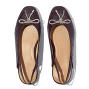 DELICATO CRYSTAL-BOW QUILTED-LEATHER SLINGBACKS - PLUMBERRY (E3G-C88)