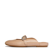 DELICATO CRYSTAL-BUCKLE LEATHER MARY-JANE MULES