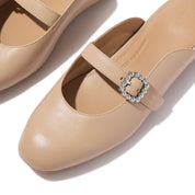 DELICATO CRYSTAL-BUCKLE LEATHER MARY-JANE MULES