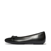 DELICATO GLITZ-BOW LEATHER BALLERINAS - BLACK (E3E-001)