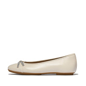 DELICATO GLITZ-BOW LEATHER BALLERINAS - PARIS BEIGE (E3E-A99)