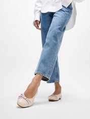 DELICATO GLITZ-BOW LEATHER BALLERINAS - PARIS BEIGE (E3E-A99)