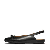 DELICATO GLITZ-BOW LEATHER SLINGBACKS - BLACK (E3N-001)