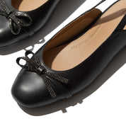 DELICATO GLITZ-BOW LEATHER SLINGBACKS - BLACK (E3N-001)