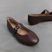 DELICATOSOFT LEATHER MARY JANES - CHOCOLAT (E3D-D07)