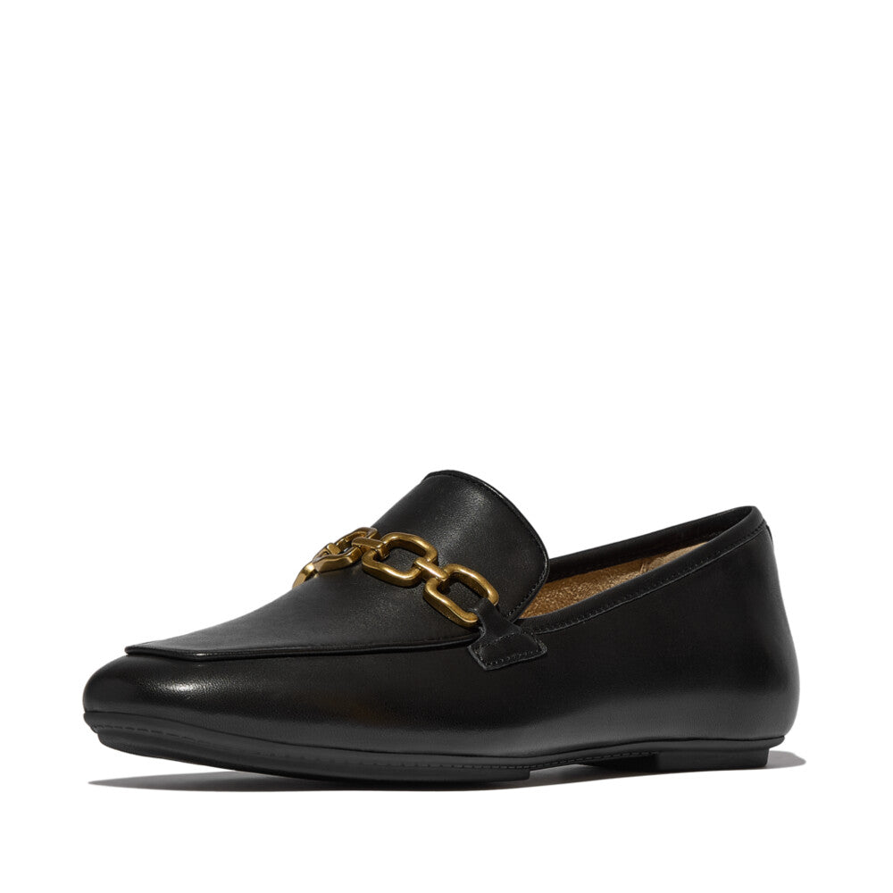 DELICATO SQUARE-CHAIN SOFT LEATHER LOAFERS