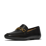 DELICATO SQUARE-CHAIN SOFT LEATHER LOAFERS