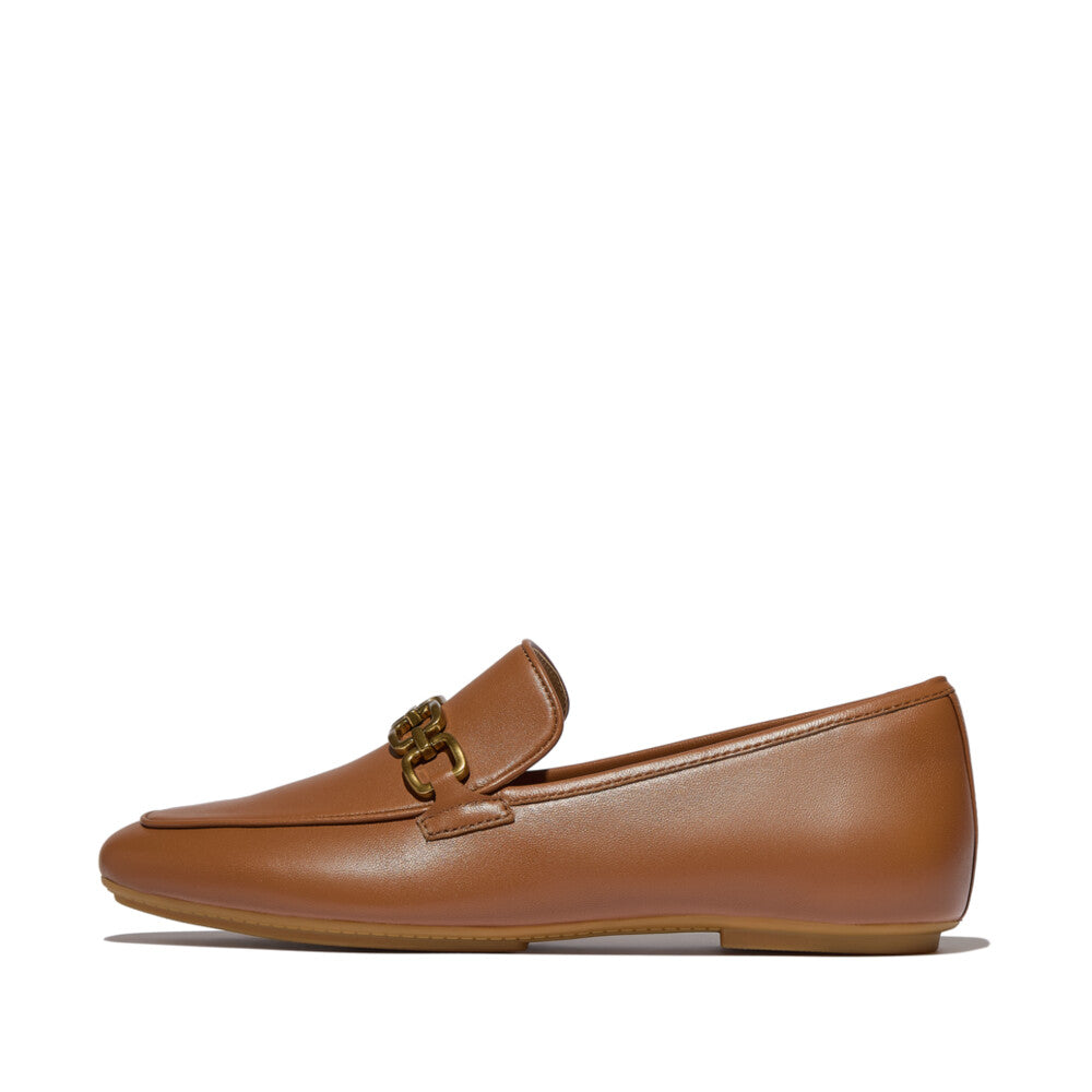 DELICATO SQUARE-CHAIN SOFT LEATHER LOAFERS
