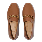 DELICATO SQUARE-CHAIN SOFT LEATHER LOAFERS