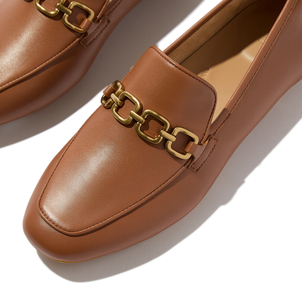 DELICATO SQUARE-CHAIN SOFT LEATHER LOAFERS