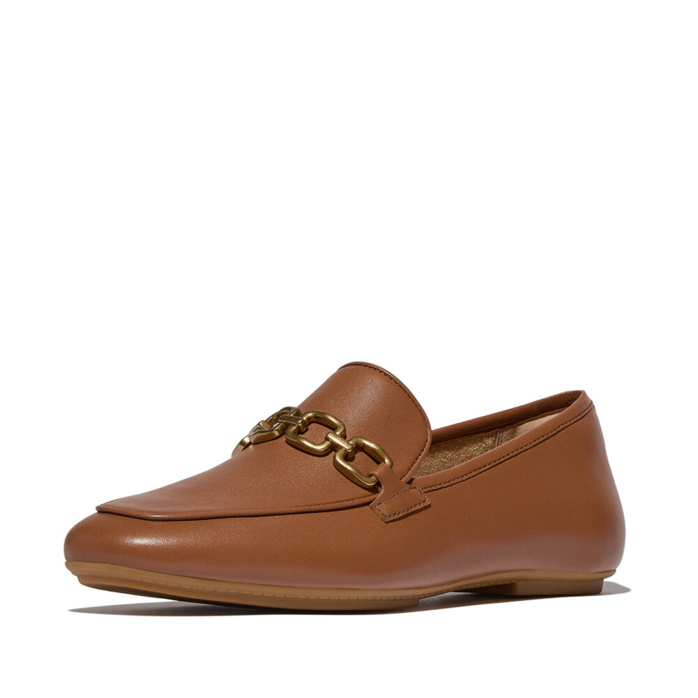 DELICATO SQUARE-CHAIN SOFT LEATHER LOAFERS