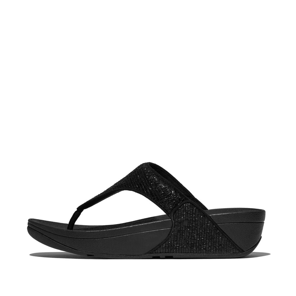 LULU CRINKLED-SHIMMER TOE-POST SANDALS