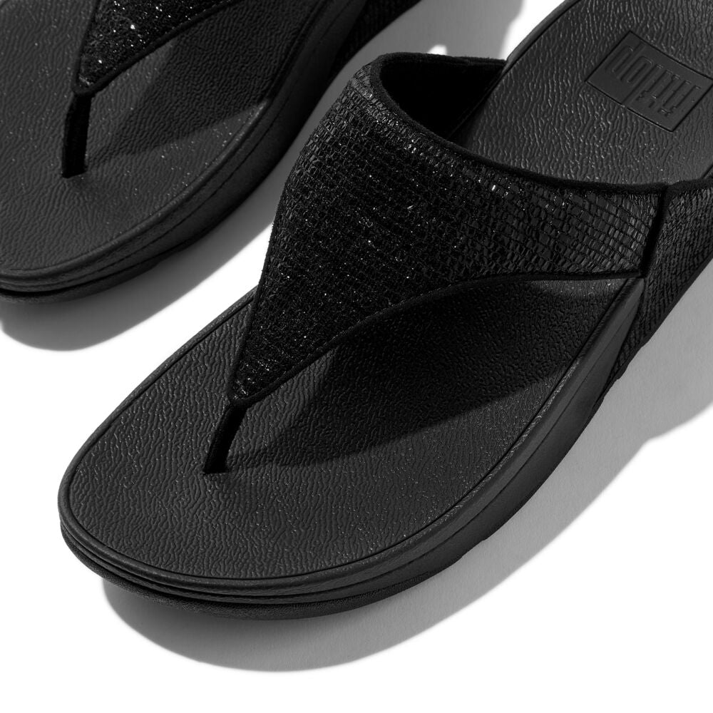 LULU CRINKLED-SHIMMER TOE-POST SANDALS