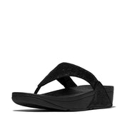 LULU CRINKLED-SHIMMER TOE-POST SANDALS