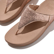 LULU CRINKLED-SHIMMER TOE-POST SANDALS