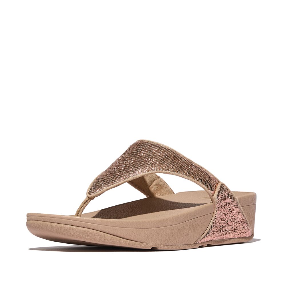 LULU CRINKLED-SHIMMER TOE-POST SANDALS