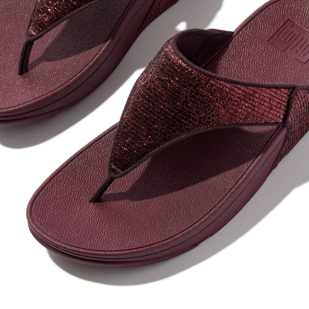 LULU CRINKLED-SHIMMER TOE-POST SANDALS