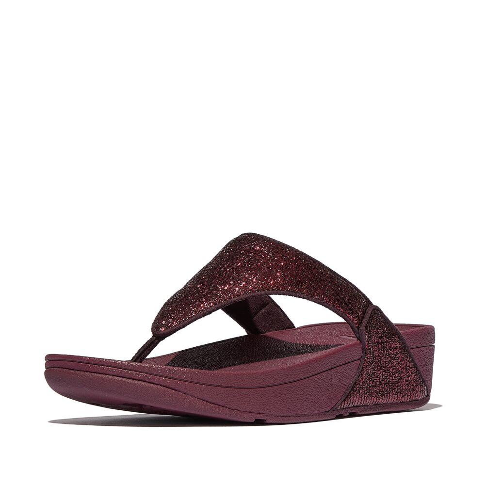 LULU CRINKLED-SHIMMER TOE-POST SANDALS
