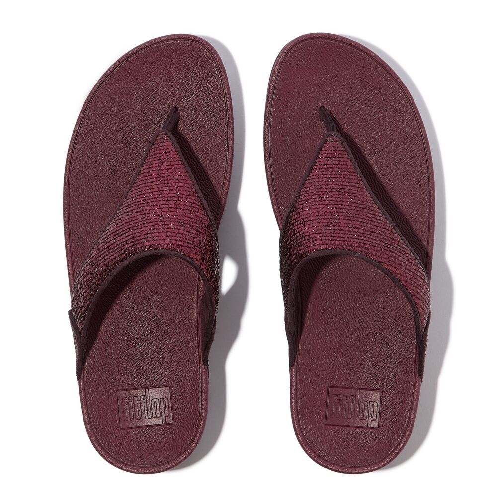 LULU CRINKLED-SHIMMER TOE-POST SANDALS