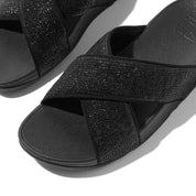 LULU CRINKLED-SHIMMER CROSS SLIDES