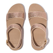 LULU CRINKLED-SHIMMER BACK-STRAP SANDALS