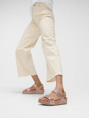 LULU CRINKLED-SHIMMER BACK-STRAP SANDALS