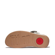 LULU CRYSTAL-BUCKLE LEATHER TOE-POST SANDALS