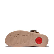 LULU CRYSTAL-BUCKLE LEATHER TOE-POST SANDALS