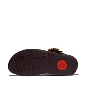 LULU CRYSTAL-BUCKLE LEATHER TOE-POST SANDALS