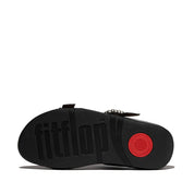 LULU CRYSTAL-BUCKLE LEATHER SLIDES