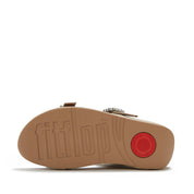 LULU CRYSTAL-BUCKLE LEATHER SLIDES