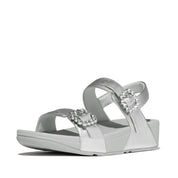 LULU CRYSTAL-BUCKLE LEATHER BACK-STRAP SANDALS