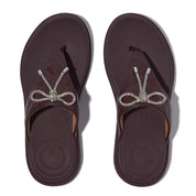 F-MODE GO CRYSTAL-BOW QUILTED TOE-POST SANDALS