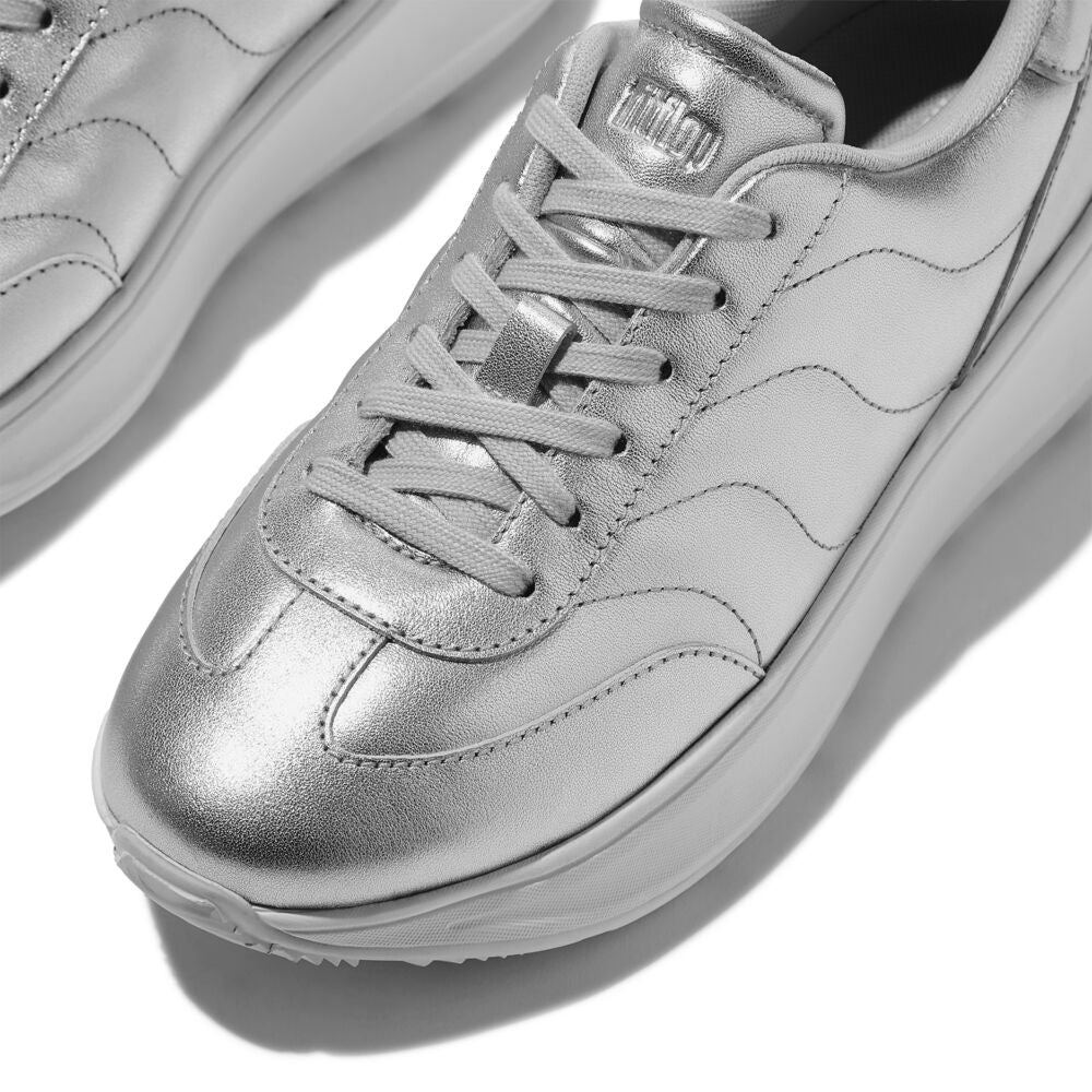 F-MODE T-TOE WAVE METALLIC-LEATHER SNEAKERS