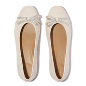 DELICATO GLITZ-BOW LEATHER BALLERINAS